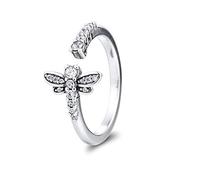 PANDOCCI 2020 Frühling Funkelnde Libelle Offener Fingerring für Frauen 925 Silber DIY Passend für Original Pandora Armbänder Charm Fashion Jewelry (56#)