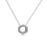 PANDOCCI 2020 Frühling Funkelnde Waben Sechseck Collier Anhänger Halsketten für Frauen 925 Silber DIY Passend für Original Pandora Armbänder Charme Modeschmuck