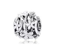 PANDOCCI 2020 Frühling weiße Gänseblümchen Blume Perle 925 Silber DIY passt für Original Pandora Armbänder Charme Modeschmuck