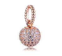 PANDOCCI 2020 Rose Gold Pave Ball anhänger Perle 925 Silber DIY passt für original Pandora armbänder Charme modeschmuck (Rose Gold)