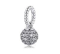 PANDOCCI 2020 Valentinstag Geschenk Pflastern Ball Anhänger Perle 925 Silber DIY Passt für Ursprüngliche Pandora Armbänder Charme Modeschmuck (Silbe)
