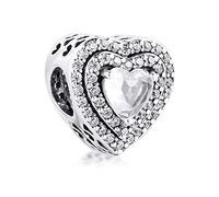 PANDOCCI 2020 Winter Weihnachten funkelnder abgestufter Herz Perle 925 Silber DIY passt für Original Pandora Armbänder Charm Modeschmuck