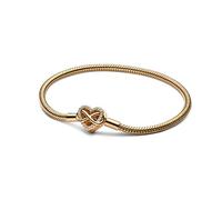 PANDORA Moments Schlangen-Gliederarmband mit Funklendem Unendlichkeits-Herzverschluss aus 14 Karat vergoldetem Sterling-Silber mit Zirkonia, Kompatibel Moments, Größe: 17 cm, 563758C01-17