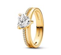 Pandora 163100C01-48 - Doppelband Herz Ring - Gelbgold verg. - Zirkonia klar - Gr. 48