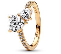 Pandora Schmuck 161198C01 Damenring Doppeltes Funkelndes Herz Goldfarben 54/17.2