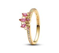 PANDORA Disney Prinzessin Rapunzel Tiara Ring aus Sterling Silber mit 14k vergoldeter Metalllegierung und Zirkonia, Größe: 58, 163651C01-58