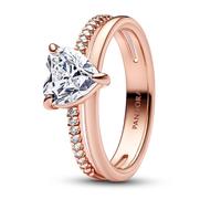 Pandora 183100C01 Damen-Ring Doppelschiene mit Herz Roségoldfarben 58/18.5