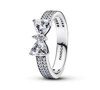 PANDORA Timeless Funkelnde Schleife Doppelreihiger Ring aus Sterling Silber mit Zirkonia, Größe: 54, 193552C01-54