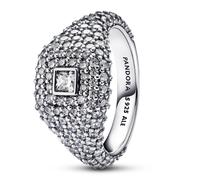 PANDORA Timeless Pavé-Quadrat Cocktailring aus Sterling Silber mit Zirkonia, Größe: 52, 193556C01-52