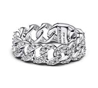 PANDORA Timeless Pavé Cuban Ketten-Ring aus Sterling Silber mit Zirkonia, Größe: 54, 193557C01-54