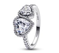 Pandora 193659C01 Silberring für Damen Funkelnde Halo Herzen 56/17.8