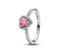 PANDORA Timeless Erhabenes Rosafarbenes Herz Ring aus Sterling Silber mit Zirkonia, Größe: 52, 198421C03-52