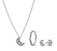 Pandora 21122 Schmuck-Set für Damen Silber Kette. Ohrringe und Ring Mond 56/17.8