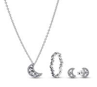 Pandora 21122 Schmuck-Set für Damen Silber Kette. Ohrringe und Ring Mond 58/18.5