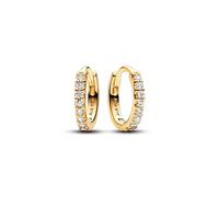 PANDORA Timeless Funkelnde Huggie Ohrringe aus Sterling Silber mit vergoldeter Metalllegierung und Zirkonia, 263015C01