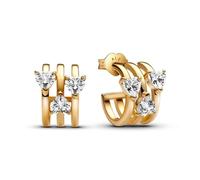 Pandora 263656C01 Damen-Ohrringe Dreifaches Herz Creolen Goldfarben