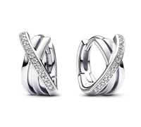 Pandora 293150C01 Damen-Creolen Ohrringe Überkreuztes Pavé Silber