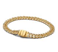 PANDORA Timeless Pavé Cuban Gliederarmband aus Sterling Silber mit vergoldeter Metalllegierung und Zirkonia Größe: 20 cm, 563008C01-20