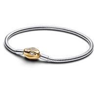 PANDORA Moments Schlangen-Gliederarmband mit Schlangenverschluss aus Sterling-Silber mit 14 Karat vergoldeter Metalllegierung und Zirkonia, Kompatibel Moments, Größe: 21 cm, 563683C01-21