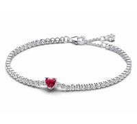 Pandora 590041C02 Damen-Tennisarmband Rotes Funkelndes Herz Silber 20 cm