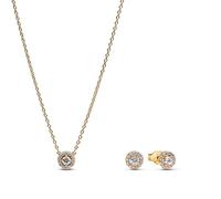 Pandora 68617 Damen Schmuck-Set Kette + Ohrstecker Runder Pavé Heiligenschein