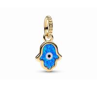 Pandora 762699C01 Schillernde Blaue Hand der Fatima Charm-Anhänger - Gelbgold Vergoldung