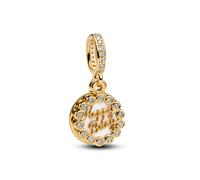 Pandora 763787C01 Charm - Happy Birthday Cake Geburtstagstorte - Gelbgold Vergoldung - Steinmix Weiß