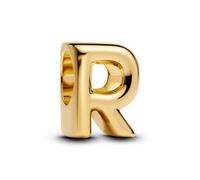 PANDORA Buchstabe R Alphabet-Mini-Charm aus Sterling Silber mit 14 Karat Vergoldung, kompatibel Moments, Maße: 6,2 x 8,3 x 6 mm, 763964C00