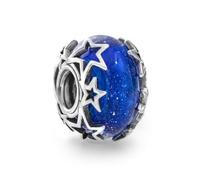 Pandora Charm Moments Sterne 790015C00 blaues glitzerndes Murano-Glas Sterling Silber 925