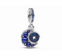 PANDORA Moments Funkelnder Drehender Mond Charm-Anhänger aus Sterling Silber mit künstlichen Kristallen, Kompatibel Moments Armbändern, 792979C01