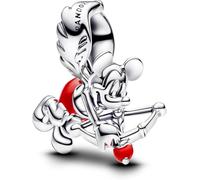 PANDORA Moments Disney Micky Maus Amor Charm aus Sterling Silber mit künstlichem Kristall, Kompatibel Moments Armbänder, 793616C01