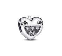PANDORA Moments Mamas Kleine Monster Herz-Charm aus Sterling Silber mit Zirkonia, Kompatibel Moments Armbändern, 793768C01