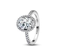 PANDORA Timeless Ovaler Funkelnder Strahlenkranz Statement-Ring aus Sterling Silber mit Zirkonia, Größe: 52, 193777C01-52