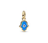 Pandora 762699C01 Schillernde Blaue Hand der Fatima Charm-Anhänger - Gelbgold Vergoldung