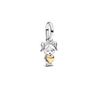 PANDORA Moments Happy Girl Charm-Anhänger aus Sterling Silber mit vergoldeter Metalllegierung, Kompatibel Moments und ME Armbänder, 763601C00