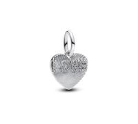 PANDORA Moments Gravierbarer Love-Herz Charm-Anhänger aus Sterling Silber mit Zirkonia, Kompatibel Moments und ME Armbänder, 793604C01