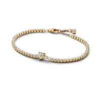 PANDORA Timeless Funkelndes Herz Tennisarmband aus Sterling-Silber mit 14 Karat vergoldeter Metalllegierung und Zirkonia, 20cm, 560041C01-20