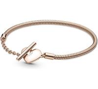 Pandora Armband 589285C00-17 - Schlangenkette Armband - Herz T Verschluß - Roségold Vergoldung - 17 cm