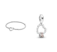 Pandora Armband Moments Herzverschluss silber 599539C00 18 cm & ROSE Charm-Anhänger Herz Highlights Kristall lila Zirkonia 787247NLCMX