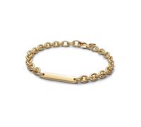 PANDORA Moments Gravierbarer Stab Kettenarmband aus Sterling-Silber mit 14 Karat vergoldeter Metalllegierung, 16cm, 569523C00-16