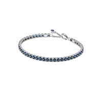 PANDORA Timeless Funkelndes Blaues Tennisarmband aus Sterling Silber mit künstlichen Kristallen, Größe: 20 cm, 591469C02-20