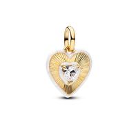 Pandora Bead - Heart 14k gold-plated medallion with clear Heart