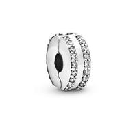 Pandora Bead - Sterling silver clip with clear cubic zirconia and silicone grip