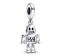 Pandora - Bestie Bot Roboter Charm-Anhänger - 792250C01 - Sterling Silber + schwarze + weiße Emaille - Mehrfarbig