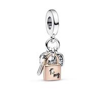 Pandora Charms DREIFACHER SCHLÜSSEL-, VORHÄNGESCHLOSS- UND HERZANHÄNGER-CHARM IN ZWEIFARBIG 782506C01