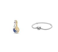 PANDORA Bicolor Teilbarer Sonne & Mond Charm-Anhänger aus Sterling Silber mit 14 Karat vergoldeter Metalllegierung, Cubic Zirkonia, Kompatibel Moments, 762678C01