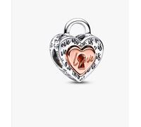 Pandora Bicolor Vorhängeschloss Teilbares Herz-Charm ( 782505C00 )