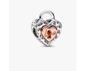 Pandora Bicolor Vorhängeschloss Teilbares Herz-Charm ( 782505C00 )