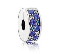 PANDORA Blauer Pavé-Glanz Clip, Sterling-Silber - 791817NSBMX