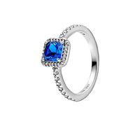 PANDORA Blauer Quadratischer Funkelnder Strahlenkranz Charm Silber Größe 56